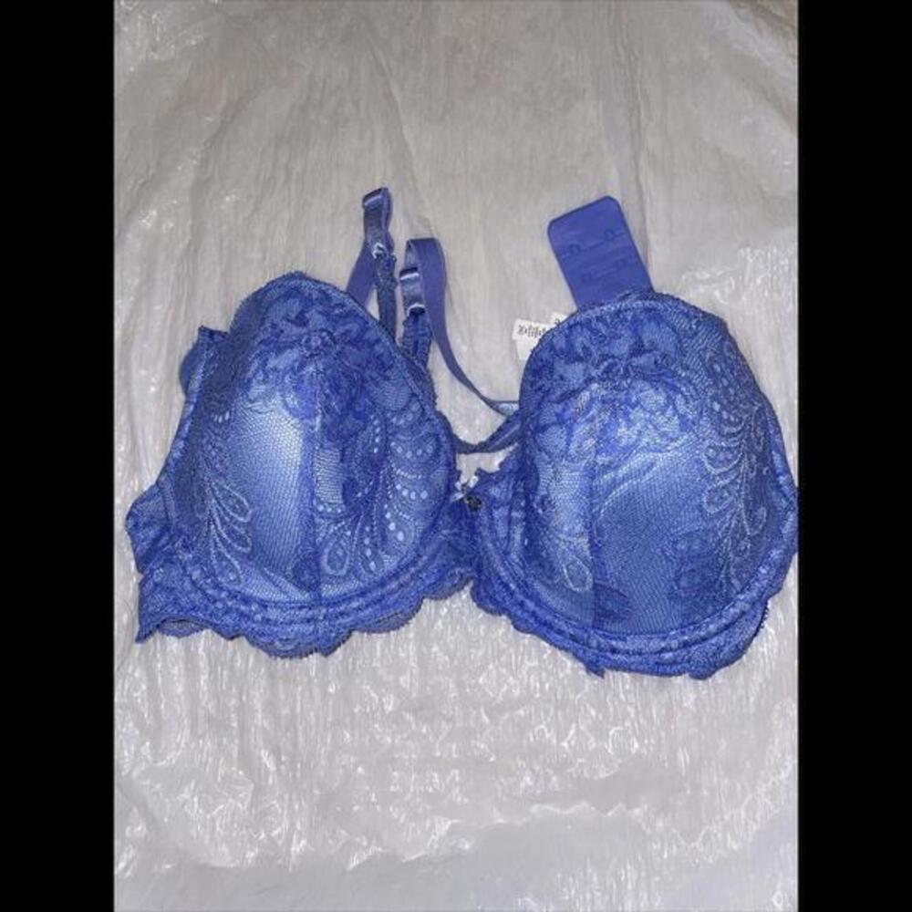 LE MYSTERE LACE FULL COVERAGE BRA SZ 34D Blue‎
